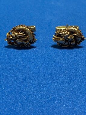 Gold Dragon Motif Cufflinks for Men